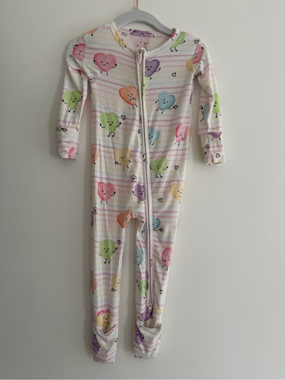 Birdie Bean baby girl Pastel Heart Print Footed One-Piece size 6-12m